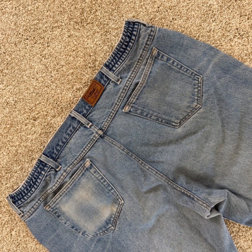 Vintage LL Bean 100% Cotton Elastic Waist Men's 42x29 Denim Jeans Relaxed Fit - Picture 3 of 10